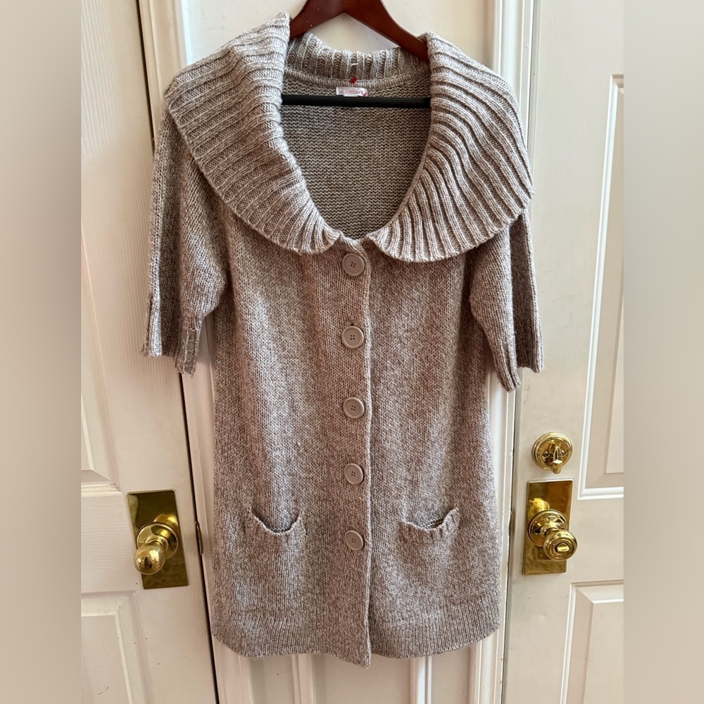 Xhileration Short Sleeve Button Front Cardigan